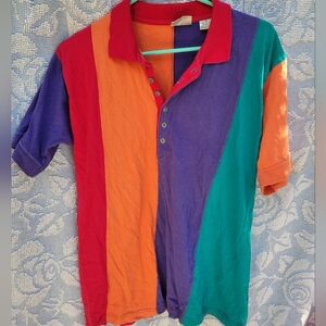 Vintage 80s/90s 955 Polo Shirt Colorblock Collared Shirt M
